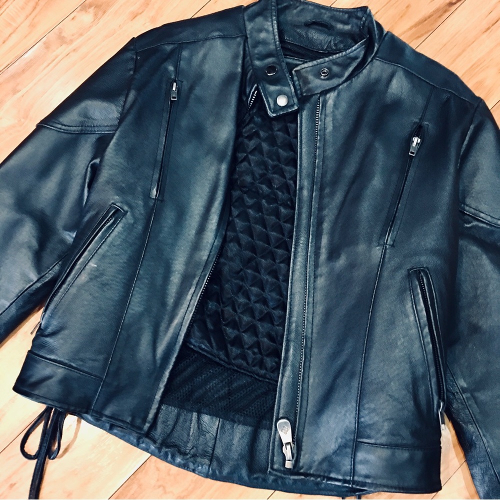 Leather Gallery motorcycle rider jacket coat black new without tags luxu…